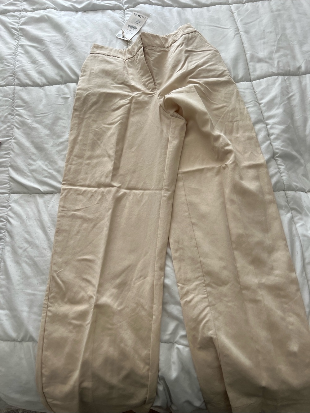 Zara Cream Wide-Leg Trousers